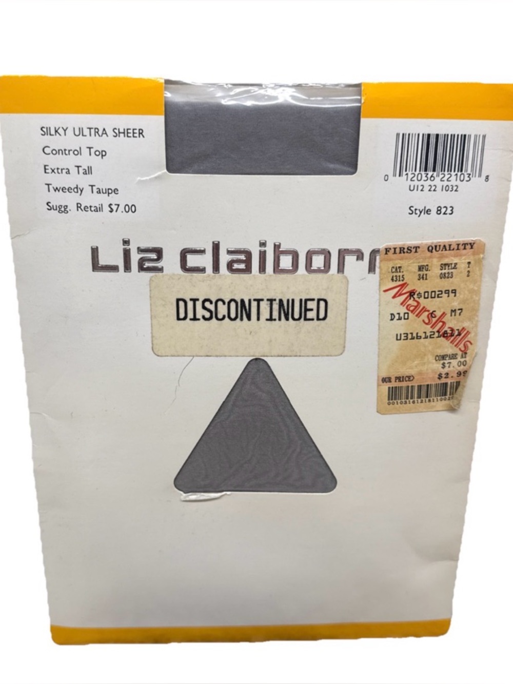 1990 Liz Claiborne 823 Ultra Sheer Control Top Pantyhose Extra Tall Tweedy Taupe